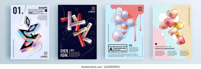 Modern abstract covers set, minimal covers design. Colorful geometric background, vector illustration.
