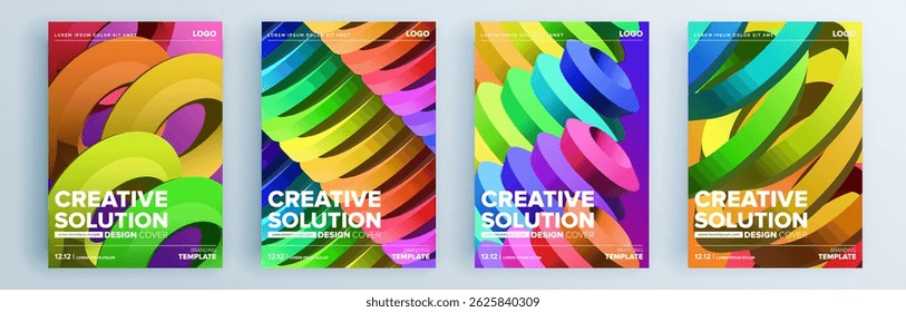 Conjunto de cubiertas abstractas modernas, diseño de cubiertas mínimas. Fondo geométrico colorido, Ilustración vectorial.