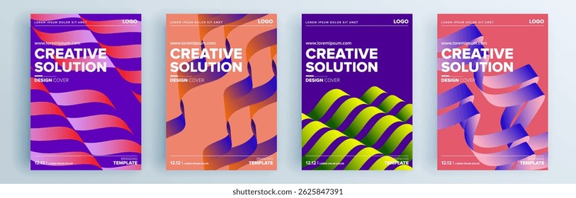 Conjunto de cubiertas abstractas modernas, diseño de cubiertas mínimas. Fondo geométrico colorido, Ilustración vectorial.