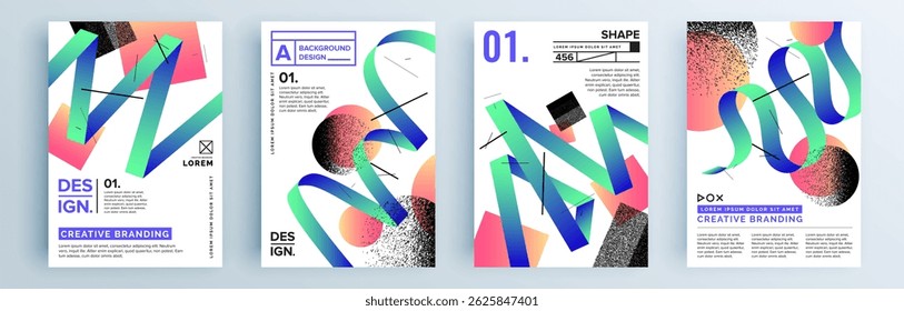 Moderno abstrato cobre conjunto, design de capas mínimas. Fundo geométrico colorido, ilustração vetorial.
