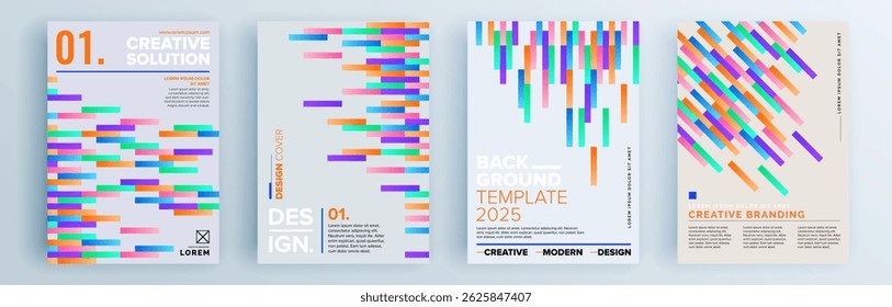 Moderno abstrato cobre conjunto, design de capas mínimas. Fundo geométrico colorido, ilustração vetorial.