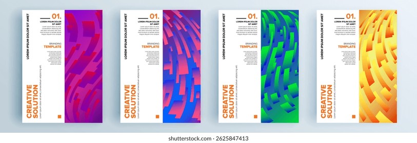 Conjunto de cubiertas abstractas modernas, diseño de cubiertas mínimas. Fondo geométrico colorido, Ilustración vectorial.