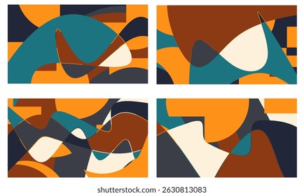 Modern abstract covers set, minimal covers design. Colorful geometric background, vector illustration.