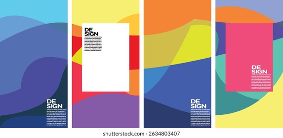 Modernes abstraktes Cover Set, minimales Cover Design. Farbiger geometrischer Hintergrund, Vektorgrafik