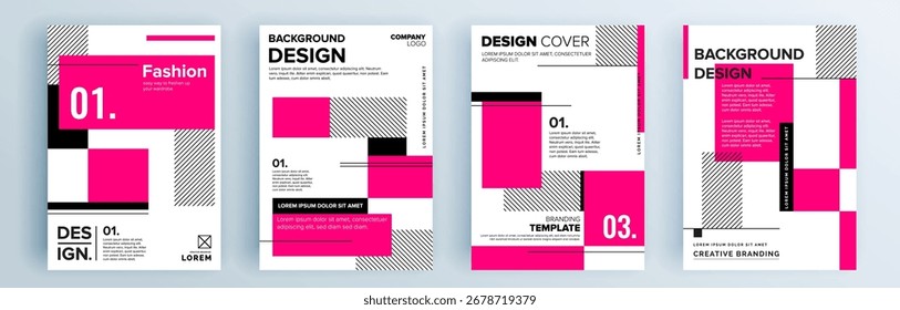 Conjunto de cubiertas abstractas modernas, diseño de cubiertas mínimas. Fondo geométrico colorido, Ilustración vectorial.

