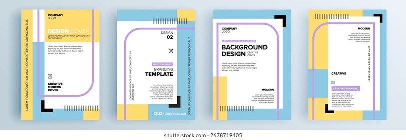 Moderno abstrato cobre conjunto, design de capas mínimas. Fundo geométrico colorido, ilustração vetorial.

