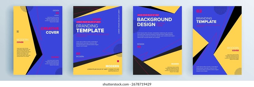 Modernes abstraktes Cover Set, minimales Cover Design. Farbiger geometrischer Hintergrund, Vektorgrafik.

