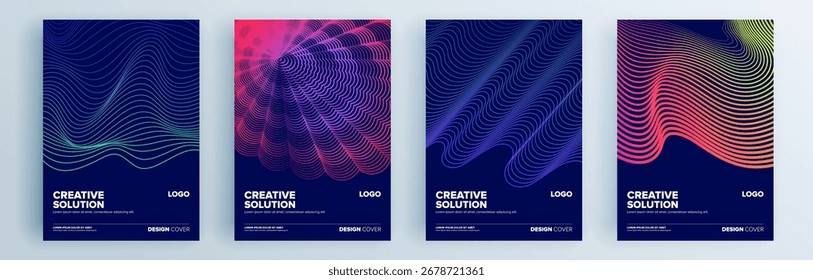 Conjunto de cubiertas abstractas modernas, diseño de cubiertas mínimas. Fondo geométrico colorido, Ilustración vectorial.

