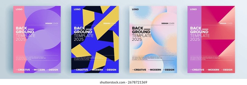 Moderno abstrato cobre conjunto, design de capas mínimas. Fundo geométrico colorido, ilustração vetorial.

