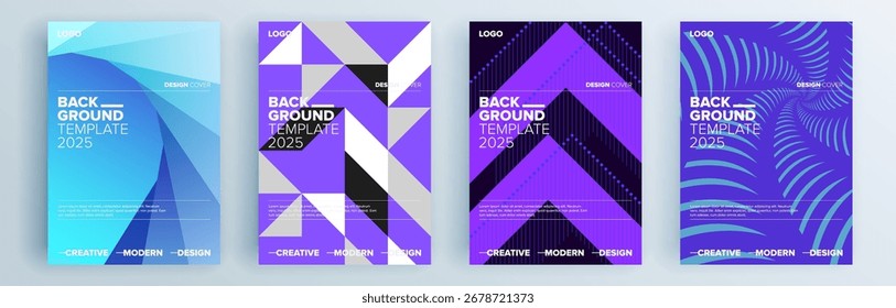 Conjunto de cubiertas abstractas modernas, diseño de cubiertas mínimas. Fondo geométrico colorido, Ilustración vectorial.


