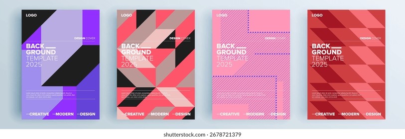 Conjunto de cubiertas abstractas modernas, diseño de cubiertas mínimas. Fondo geométrico colorido, Ilustración vectorial.


