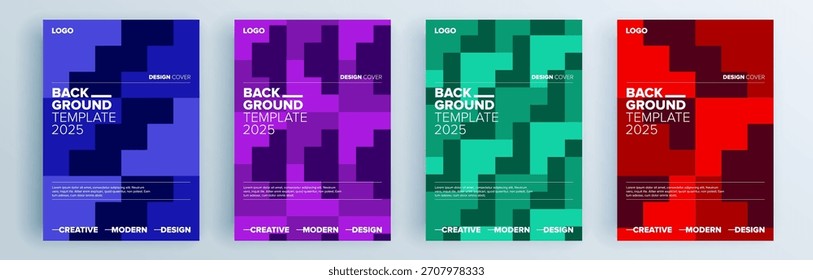 Conjunto de cubiertas abstractas modernas, diseño de cubiertas mínimas. Fondo geométrico colorido, Ilustración vectorial.

