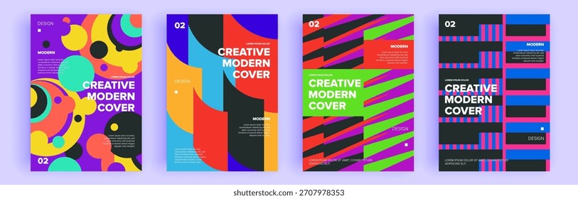 Modern abstract covers set, minimal covers design. Colorful geometric background, vector illustration.

