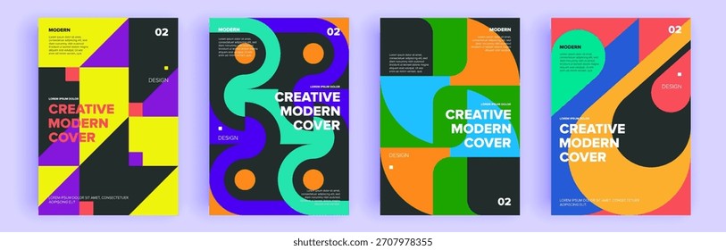 Modern abstract covers set, minimal covers design. Colorful geometric background, vector illustration.

