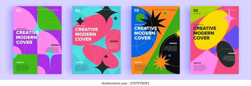 Modern abstract covers set, minimal covers design. Colorful geometric background, vector illustration.

