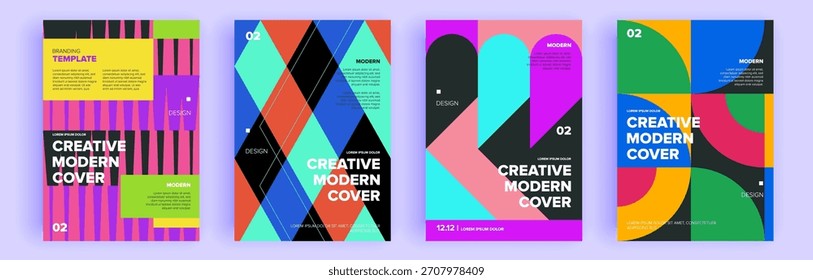 Modern abstract covers set, minimal covers design. Colorful geometric background, vector illustration.

