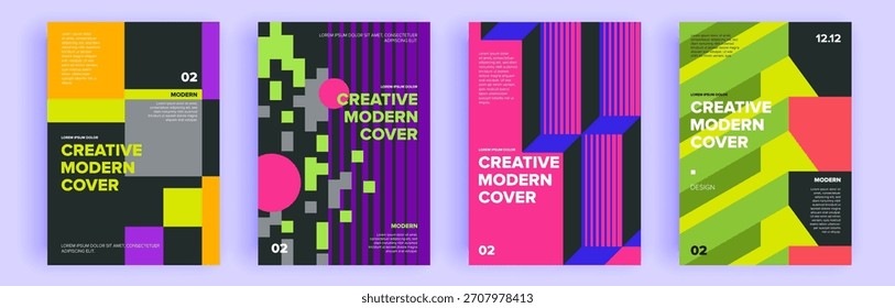 Modern abstract covers set, minimal covers design. Colorful geometric background, vector illustration.

