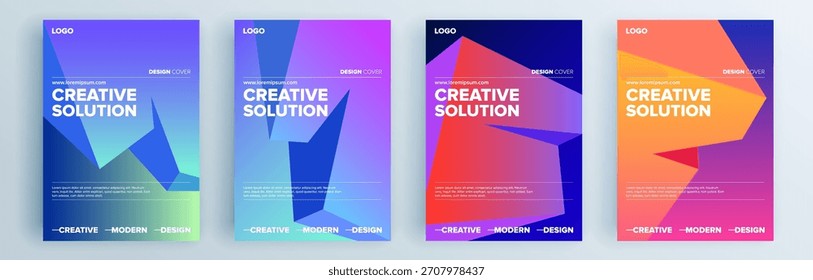 Conjunto de cubiertas abstractas modernas, diseño de cubiertas mínimas. Fondo geométrico colorido, Ilustración vectorial.

