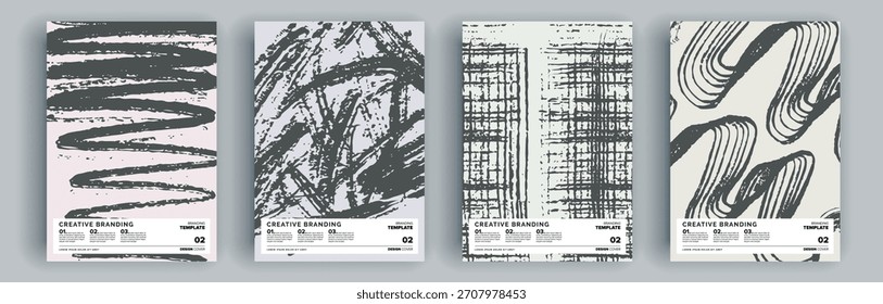 Modernes abstraktes Cover Set, minimales Cover Design. Farbiger geometrischer Hintergrund, Vektorgrafik.

