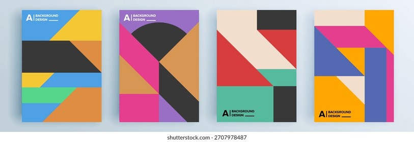 Conjunto de cubiertas abstractas modernas, diseño de cubiertas mínimas. Fondo geométrico colorido, Ilustración vectorial.

