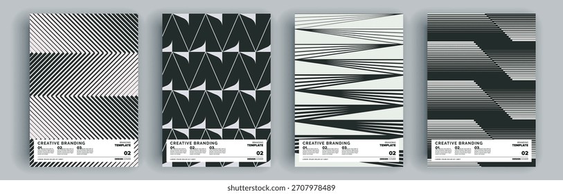 Conjunto de cubiertas abstractas modernas, diseño de cubiertas mínimas. Fondo geométrico colorido, Ilustración vectorial.


