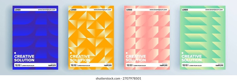 Conjunto de cubiertas abstractas modernas, diseño de cubiertas mínimas. Fondo geométrico colorido, Ilustración vectorial.

