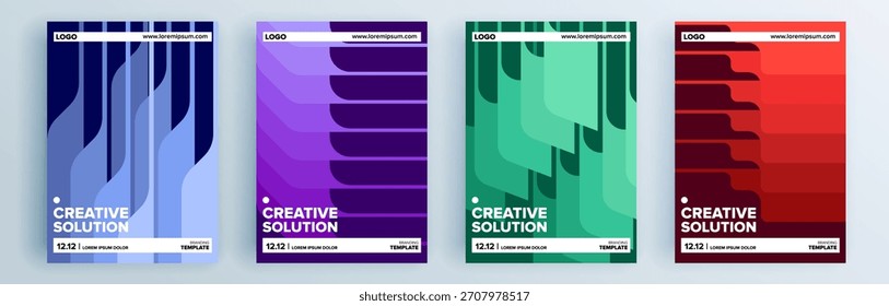 Conjunto de cubiertas abstractas modernas, diseño de cubiertas mínimas. Fondo geométrico colorido, Ilustración vectorial.

