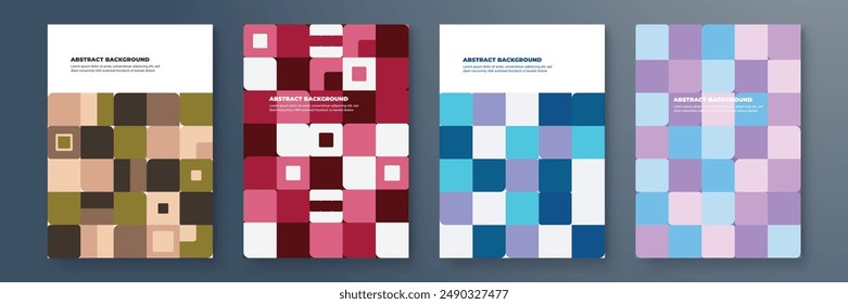 Modernes abstraktes Cover-Set mit minimalem Mosaik-Cover-Design. Bunter geometrischer Hintergrund, Vektorillustration.
