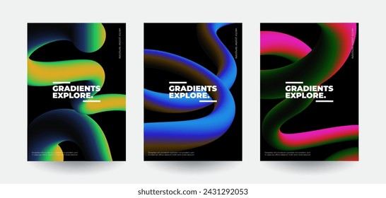 Modern abstract covers set. Retro gradient shapes composition. Futuristic design. Eps10 vector.