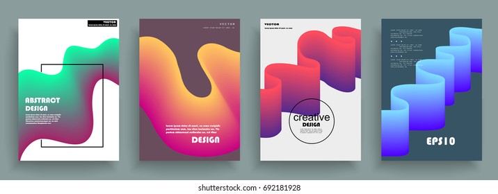 Modern abstract covers set. Abstract shapes composition. Futuristic minimal design. Eps10
