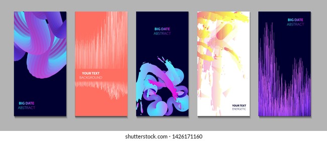 Modern abstract covers set summer banners. Gradient shapes composition vector design. Different styles of backgrounds for flyers, poster, card