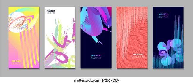 Modern abstract covers set summer banners. Gradient shapes composition vector design. Different styles of backgrounds for flyer