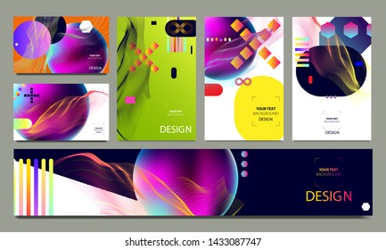 Modern abstract covers set summer banners. Gradient shapes composition vector design. Different design styles of backgrounds for flyer