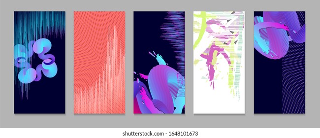 Modern abstract covers set summer banners. Gradient shapes composition vector design