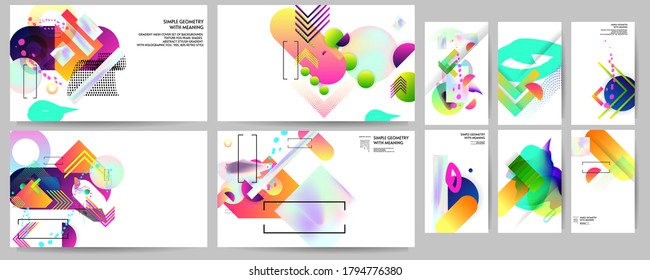 Modern abstract covers set texture foil pearl shades. Cool gradient shapes composition, vector covers design eps 10