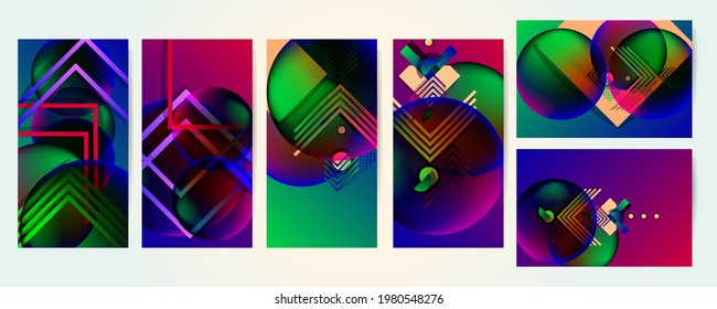 Modern abstract covers set texture foil pearl shades. Cool gradient shapes composition. New colors abstract covers set vector covers design