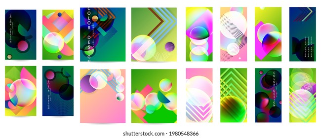 Modern abstract covers set texture foil pearl shades. Cool gradient shapes composition, vector covers design eps 10