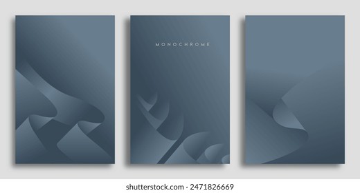 Modern abstract covers set. Abstract wavy background. Gradient gray waves design template for posters, ad banners, brochures, flyers, covers, websites. Vector image