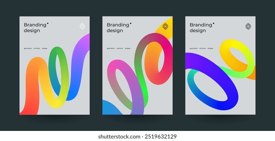Conjunto de cubiertas abstractas modernas. Composición de Formas de gradiente ondulado. Vector Eps10.