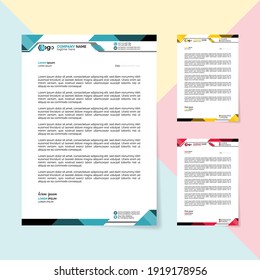 modern abstract creative Professional Business letterhead design. A4 size and unique shape colorful work theme style. Business style and corporate letterhead design element vector.