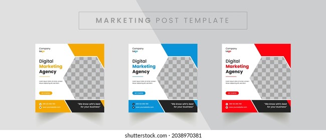 Modern Abstract Creative Professional digital marketing social media post design template. Editable online advertising social media post layout