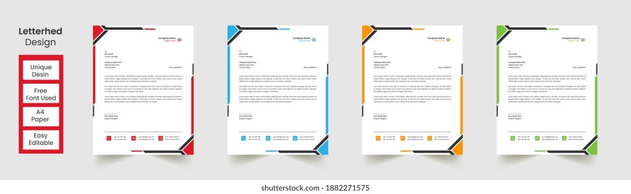 Modern Abstract Creative Professional green letterhead with 3 color