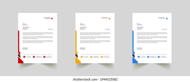Resumen moderno Creativo profesional de membrete verde con 3 colores
