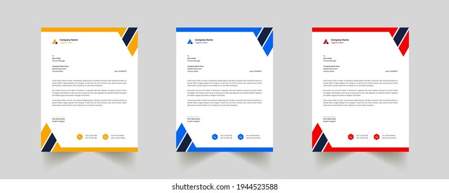 Modern Abstract Creative Professional green letterhead with 3 color
