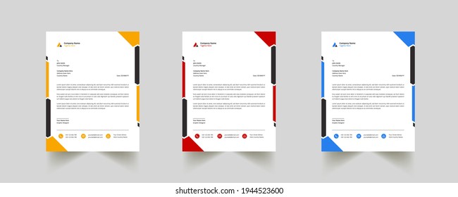Modern Abstract Creative Professional green letterhead with 3 color