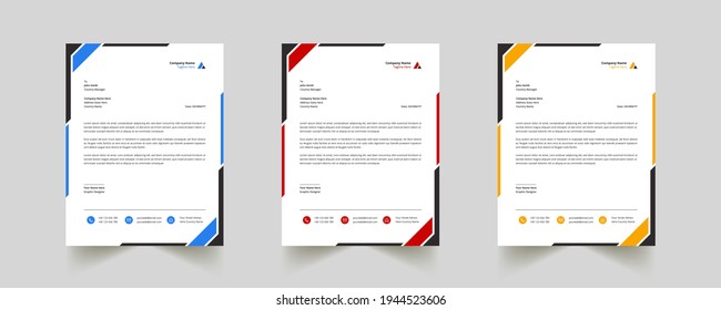 Modern Abstract Creative Professional green letterhead with 3 color