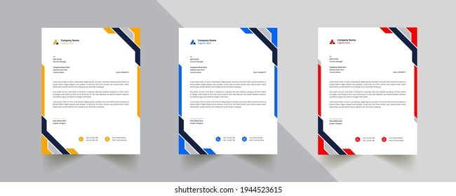 Resumen moderno Creativo profesional de membrete verde con 3 colores