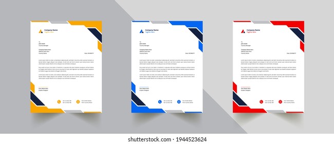 Modern Abstract Creative Professional green letterhead with 3 color