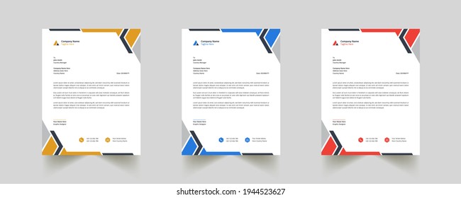 Modern Abstract Creative Professional green letterhead with 3 color