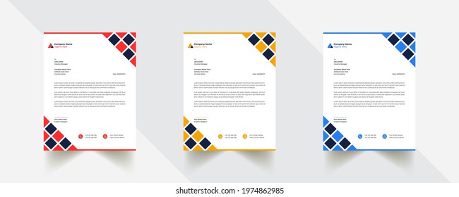 Modern Abstract Creative Professional letterhead with 3 color